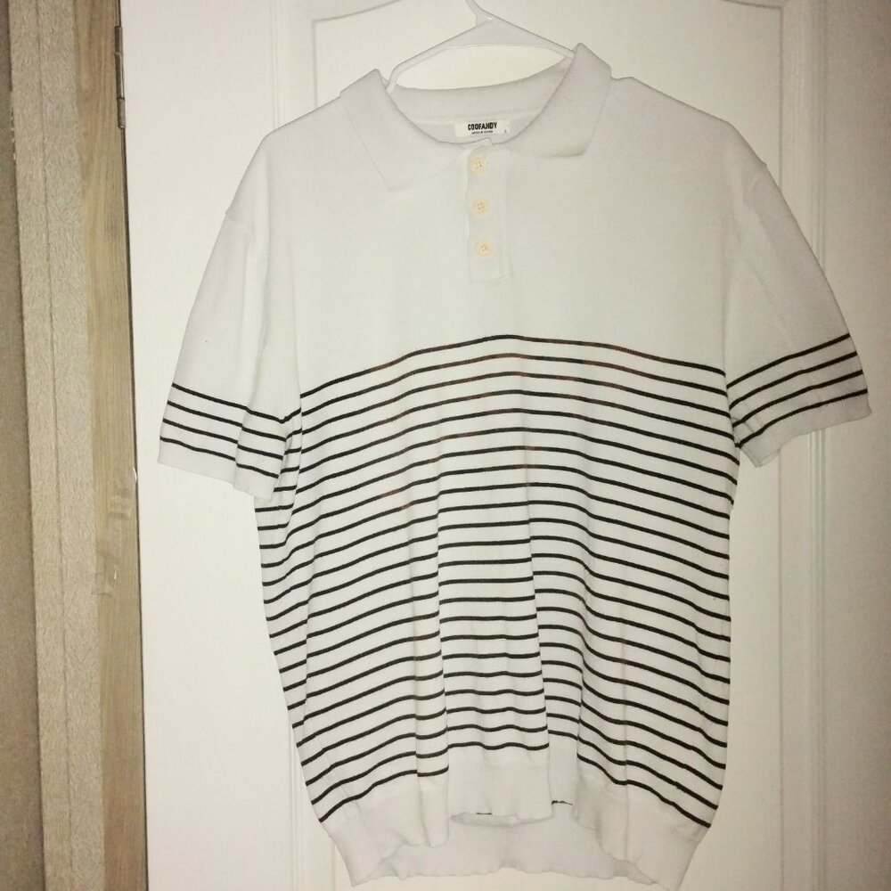 Vintage Men's Size Large Banlon short sleeve striped COOFANDY polo